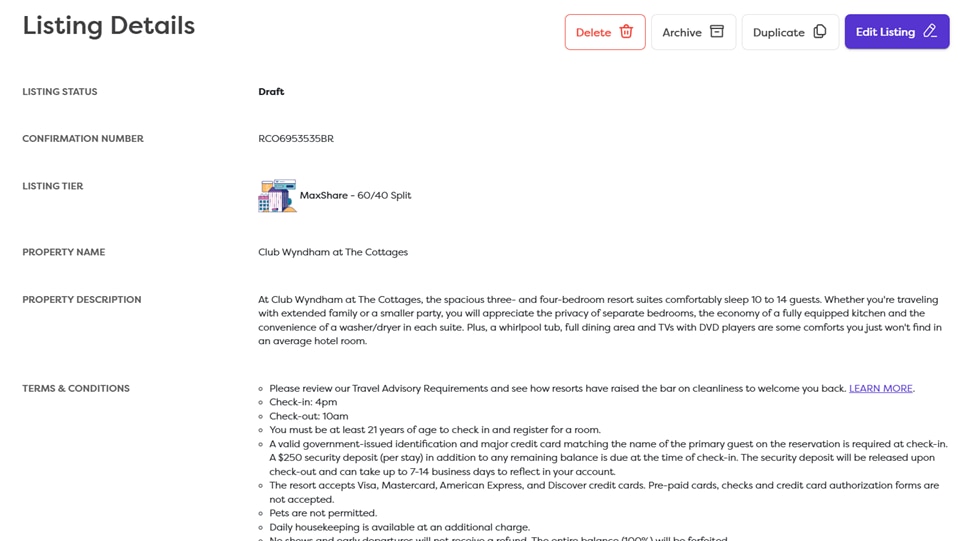 listing details page